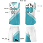 Custom White Sky Blue Diagonal Stripes Color Block Sets Basketball Jersey | BuyFootballJersey