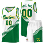 Custom White Kelly Green Gold Diagonal Stripes Color Block Sets Basketball Jersey | BuyFootballJersey