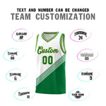 Custom White Kelly Green Gold Diagonal Stripes Color Block Sets Basketball Jersey | BuyFootballJersey