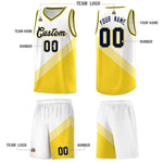 Custom White Gold Navy Diagonal Stripes Color Block Sets Basketball Jersey | BuyFootballJersey