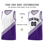 Custom White Purple Diagonal Stripes Color Block Sets Basketball Jersey | BuyFootballJersey
