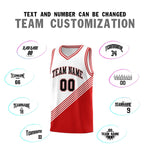 Custom White Red Diagonal Stripes Color Block Sets Basketball Jersey | BuyFootballJersey