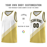 Custom White Old Gold Black Diagonal Stripes Color Block Sets Basketball Jersey | BuyFootballJersey
