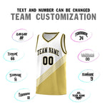 Custom White Old Gold Black Diagonal Stripes Color Block Sets Basketball Jersey | BuyFootballJersey