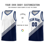Custom White Navy Light Blue Diagonal Stripes Color Block Sets Basketball Jersey | BuyFootballJersey