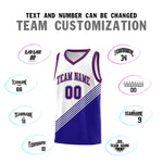 Custom White Royal Blue Red Diagonal Stripes Color Block Sets Basketball Jersey | BuyFootballJersey