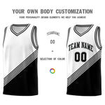 Custom White Black Diagonal Stripes Color Block Sets Basketball Jersey | BuyFootballJersey