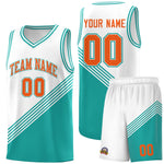 Custom White Aqua Diagonal Stripes Color Block Sets Basketball Jersey | BuyFootballJersey