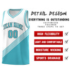 Custom White Sky Blue Diagonal Stripes Color Block Sets Basketball Jersey | BuyFootballJersey
