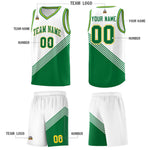 Custom White Kelly Green Gold Diagonal Stripes Color Block Sets Basketball Jersey | BuyFootballJersey