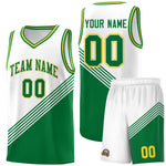 Custom White Kelly Green Gold Diagonal Stripes Color Block Sets Basketball Jersey | BuyFootballJersey
