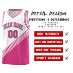 Custom White Pink Diagonal Stripes Color Block Sets Basketball Jersey | BuyFootballJersey