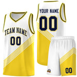 Custom White Gold Navy Diagonal Stripes Color Block Sets Basketball Jersey | BuyFootballJersey