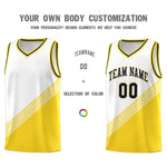 Custom White Gold Navy Diagonal Stripes Color Block Sets Basketball Jersey | BuyFootballJersey