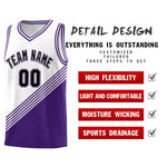 Custom White Purple Diagonal Stripes Color Block Sets Basketball Jersey | BuyFootballJersey
