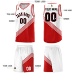 Custom White Red Diagonal Stripes Color Block Sets Basketball Jersey | BuyFootballJersey