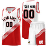 Custom White Red Diagonal Stripes Color Block Sets Basketball Jersey | BuyFootballJersey