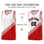 Custom White Red Diagonal Stripes Color Block Sets Basketball Jersey | BuyFootballJersey