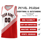 Custom White Red Diagonal Stripes Color Block Sets Basketball Jersey | BuyFootballJersey