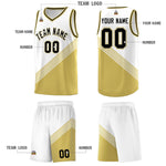 Custom White Old Gold Black Diagonal Stripes Color Block Sets Basketball Jersey | BuyFootballJersey