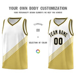 Custom White Old Gold Black Diagonal Stripes Color Block Sets Basketball Jersey | BuyFootballJersey