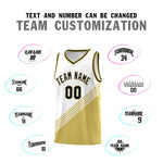 Custom White Old Gold Black Diagonal Stripes Color Block Sets Basketball Jersey | BuyFootballJersey