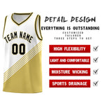 Custom White Old Gold Black Diagonal Stripes Color Block Sets Basketball Jersey | BuyFootballJersey