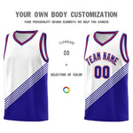Custom White Royal Blue Red Diagonal Stripes Color Block Sets Basketball Jersey | BuyFootballJersey