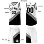Custom White Black Diagonal Stripes Color Block Sets Basketball Jersey | BuyFootballJersey
