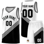 Custom White Black Diagonal Stripes Color Block Sets Basketball Jersey | BuyFootballJersey