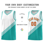 Custom White Aqua Diagonal Stripes Color Block Sets Basketball Jersey | BuyFootballJersey