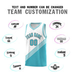 Custom White Sky Blue Diagonal Stripes Color Block Sets Basketball Jersey | BuyFootballJersey