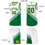 Custom White Kelly Green Gold Diagonal Stripes Color Block Sets Basketball Jersey | BuyFootballJersey