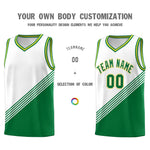 Custom White Kelly Green Gold Diagonal Stripes Color Block Sets Basketball Jersey | BuyFootballJersey