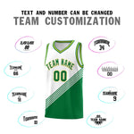 Custom White Kelly Green Gold Diagonal Stripes Color Block Sets Basketball Jersey | BuyFootballJersey
