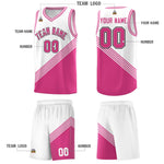 Custom White Pink Diagonal Stripes Color Block Sets Basketball Jersey | BuyFootballJersey
