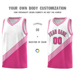 Custom White Pink Diagonal Stripes Color Block Sets Basketball Jersey | BuyFootballJersey