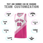 Custom White Pink Diagonal Stripes Color Block Sets Basketball Jersey | BuyFootballJersey