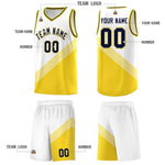 Custom White Gold Navy Diagonal Stripes Color Block Sets Basketball Jersey | BuyFootballJersey