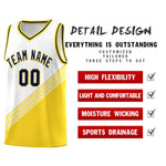 Custom White Gold Navy Diagonal Stripes Color Block Sets Basketball Jersey | BuyFootballJersey