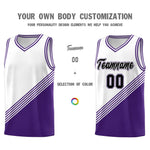 Custom White Purple Diagonal Stripes Color Block Sets Basketball Jersey | BuyFootballJersey