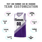 Custom White Purple Diagonal Stripes Color Block Sets Basketball Jersey | BuyFootballJersey