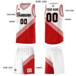 Custom White Red Diagonal Stripes Color Block Sets Basketball Jersey | BuyFootballJersey