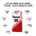 Custom White Red Diagonal Stripes Color Block Sets Basketball Jersey | BuyFootballJersey