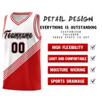 Custom White Red Diagonal Stripes Color Block Sets Basketball Jersey | BuyFootballJersey