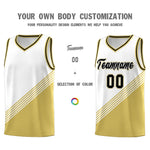 Custom White Old Gold Black Diagonal Stripes Color Block Sets Basketball Jersey | BuyFootballJersey