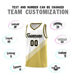 Custom White Old Gold Black Diagonal Stripes Color Block Sets Basketball Jersey | BuyFootballJersey
