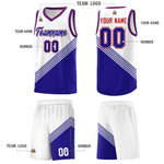 Custom White Royal Blue Red Diagonal Stripes Color Block Sets Basketball Jersey | BuyFootballJersey