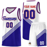 Custom White Royal Blue Red Diagonal Stripes Color Block Sets Basketball Jersey | BuyFootballJersey