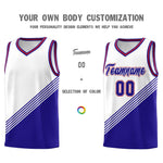 Custom White Royal Blue Red Diagonal Stripes Color Block Sets Basketball Jersey | BuyFootballJersey